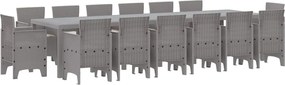 vidaXL Kert étkező szett 15 pcs Világosszürke Polt rattan