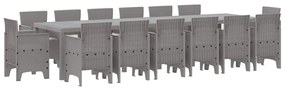 vidaXL Kert étkező szett 15 pcs Világosszürke Polt rattan