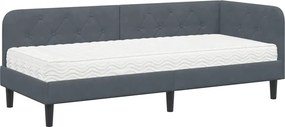 vidaXL Sarokágy keret matracmal Sötétszürke 80 x 200 cm Bársony