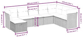 8 részes szürke polyrattan kerti ülőgarnitúra párnákkal