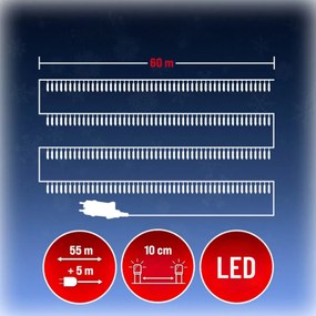 SIMPLE karácsonyi fényfüzér, 60m, hideg fehér Monzana