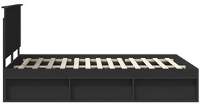 vidaXL Ágykeret fejtámlával fiókkal Fekete 150 x 200 cm Tömör fenyőfa