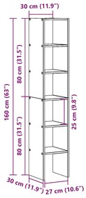 2 db betonszürke szerelt fa könyvespolcok halmozható 30x30x80cm
