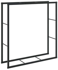 fekete acél tűzifatároló 110x30x116 cm