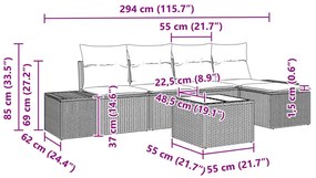 6 részes kertibútor szett párnákkal Bézs Poli Rattan