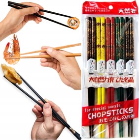 Ázsiai Színes Fa Pálcikák Motívum Sushi Dísz 5 Pár 22,5cm