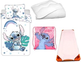 Disney Lilo és Stitch, A csillagkutya Rainbow Planet gyerek, ovis ágyneműhuzat, derékalj, tornazsák és paplan/párna szett 100x135 cm 40x60 cm