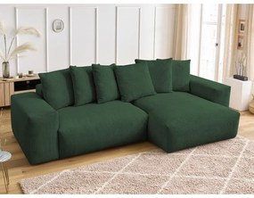 Zöld kordbársony kinyitható-tárolóhelyes sarokkanapé Voltaire – Bobochic Paris