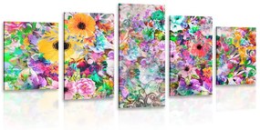 5 részse kép színes virágok