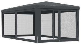 antracitszürke HDPE rendezvénysátor 6 hálós oldalfallal 3x6 m