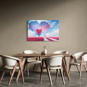 Kép - Rózsaszín szív fa (90x60 cm)