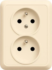 Dupla földelt aljzat cseh kerettel bézs 1GPD-2Z Liza Karlik