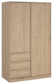 Natúr színű ruhásszekrény tolóajtóval tölgyfa dekorral 119x200x60 cm Naia – Tvilum