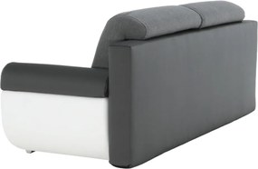 Kanapé, textilbőr fehér+szürke/szürke szövet, KARDYN