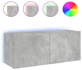betonszürke fal TV-szekrény LED-világítással 100 x 35 x 41 cm