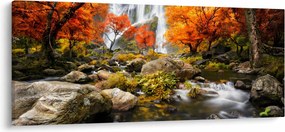 Kép - vízesések a narancssárga erdőben (120x50 cm)