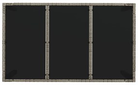 szürke polyrattan üveglapos kerti asztal 150 x 90 x 75 cm