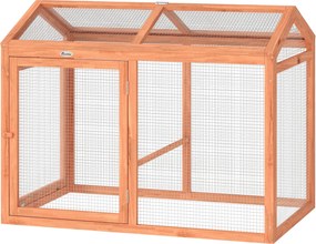 PawHut fa tyúkfuttató, 104 x 70,5 x 84 cm, ülőrúddal és dupla ajtóval – narancssárga | Aosom