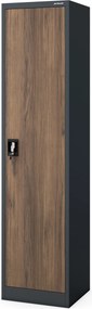 Fém irodai iratszekrény, antracit/dió, 450x1850x400 mm: ALEX Eco Design