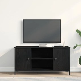 Televíziós Szekrény Fekete Tölgy 100x40x50 cm Mérnöki Fa és Acél
