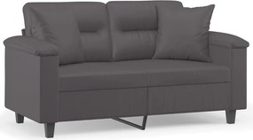 vidaXL 2 személyes szürke műbőr kanapé díszpárnákkal 120 cm