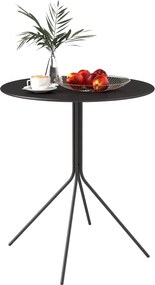 Outsunny Összecsukható Kerti Asztal Ø60 x 71 cm, Időjárásálló Acél Terasz Asztal, Kerek Oldal Asztal Lábpárnákkal, Kültéri Étkező Asztal, Kemping Aszt