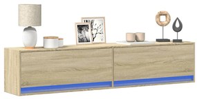 sonoma tölgy színű falra TV-szekrény LED-del 180 x 31 x 38 cm