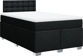 vidaXL fekete szövet rugós ágy matraccal 120 x 190 cm
