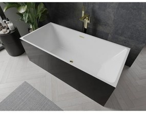 Mexen Nita, szabadon álló kád 170 x 80 cm, fehér-fekete, arany fényes túlfolyó, 52091708075-50