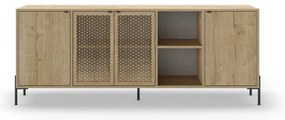 Natúr színű alacsony komód tölgyfa dekorral 200x80 cm Inca – Marckeric