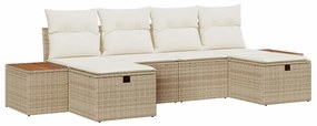 vidaXL Kerti Kanapé Szett párnával 6 pcs Bézs Poli rattan