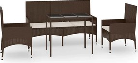 vidaXL 4 részes barna polyrattan kerti ülőgarnitúra párnákkal