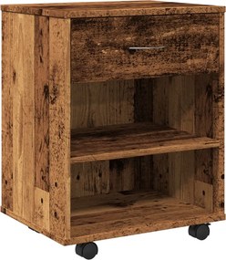 vidaXL antik fa színű szerelt fa kerekes szekrény 46x36x59 cm
