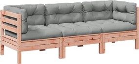 vidaXL 3 részes tömör duglászfenyő kerti társalgószett párnákkal