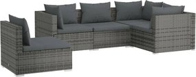 vidaXL 5 részes szürke polyrattan kerti ülőgarnitúra párnákkal