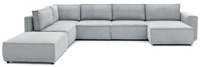 Világosszürke kordbársony sarokkanapé (bal oldali-"U" alakú) Nihad modular – Bobochic Paris