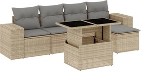 vidaXL 6 részes bézs polyrattan kerti ülőgarnitúra párnával