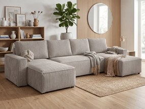 AKCIÓ Bézs U alakú ülőgarnitúra SMART COSARO 295x140 cm II. osztály