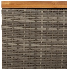 szürke polyrattan és akácfa kerti tárolóláda 110 x 55 x 63 cm