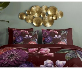 Gerbera organikus pamut egyszemélyes borvörös ágyneműhuzat, 140 x 220 cm - Descanso