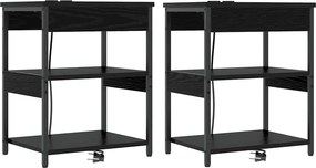 vidaXL Éjjeliszekrény 2 pcs Fekete tölgy 41 x 31 x 51 cm Faanyag