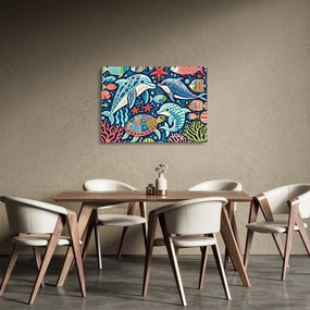 Üveg kép – Rajzolt vízi állatok (70x50 cm)