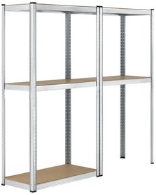 Juskys 2 db polcból álló készlet - 160x80x40 cm - ezüst