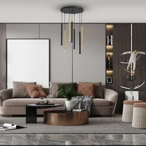 Csillár zsinóron MONZA 7xG9/8W/230V fekete/arany