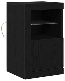 LED világítással ellátott fekete tölgy komód 41x37x67 cm