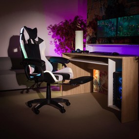 Irodai szék Juventa (RGB LED világítással) (fekete + fehér). 1040136