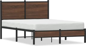 vidaXL barna tölgy színű fém ágykeret matrac nélkül 120 x 200 cm