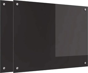 vidaXL Konyhai splashback 2 pcs Fekete 80 x 60 cm edzett üveg