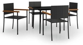 vidaXL 5 részes fekete kerti étkezőgarnitúra