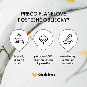 Goldea flanel ágyneműhuzat - kamilla virágok 140 x 200 és 70 x 90 cm
